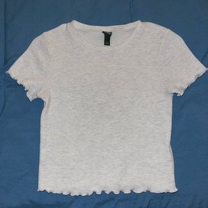 Ribbed White Speckled Crop Top